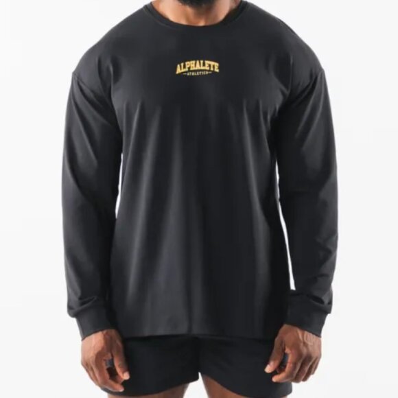 Alphalete Black w/Yellow letters Long Sleeve Shirt Size XS - Picture 1 of 10